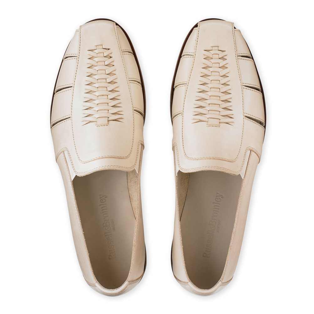 Russell & Bromley Southend Weave Detail Slip On Casual Skor Herr Beige | NDMCI-5028
