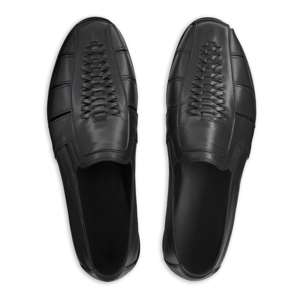 Russell & Bromley Southend Weave Detail Slip On Casual Skor Herr Svarta | OUDHA-7026