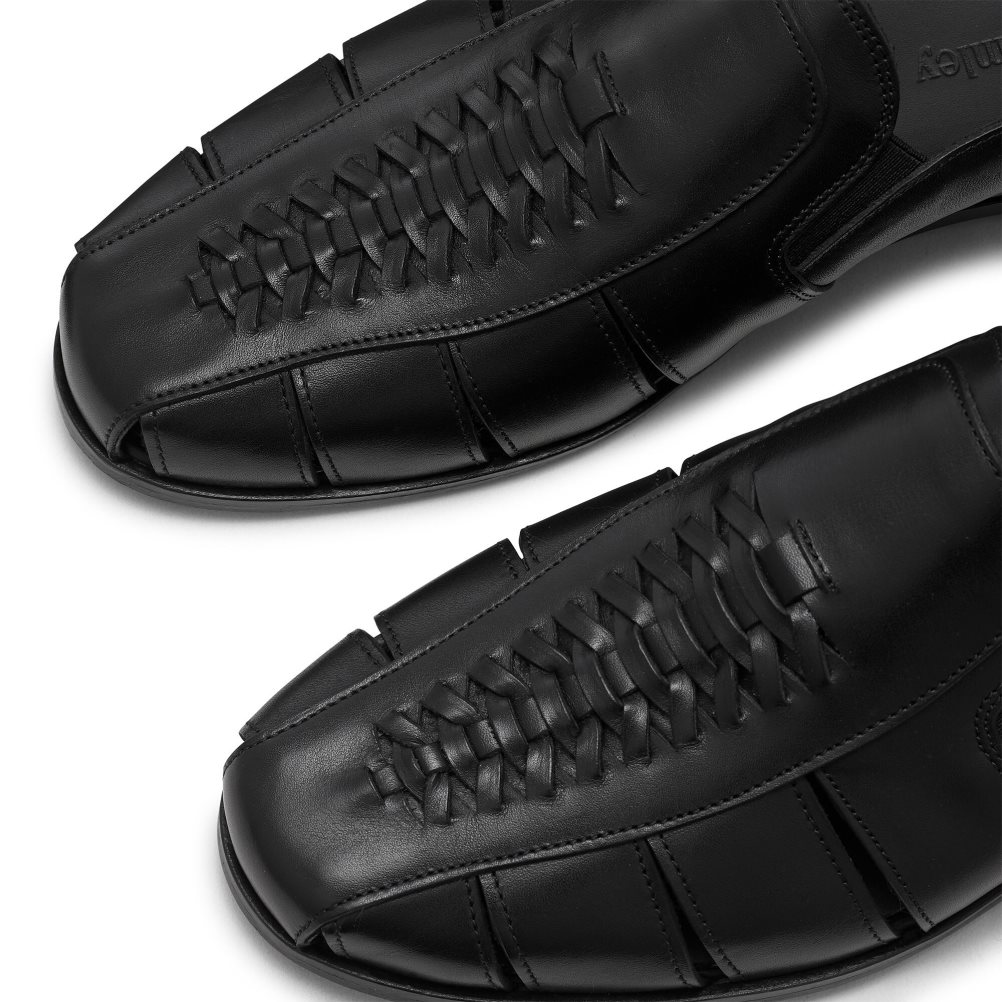 Russell & Bromley Southend Weave Detail Slip On Casual Skor Herr Svarta | OUDHA-7026