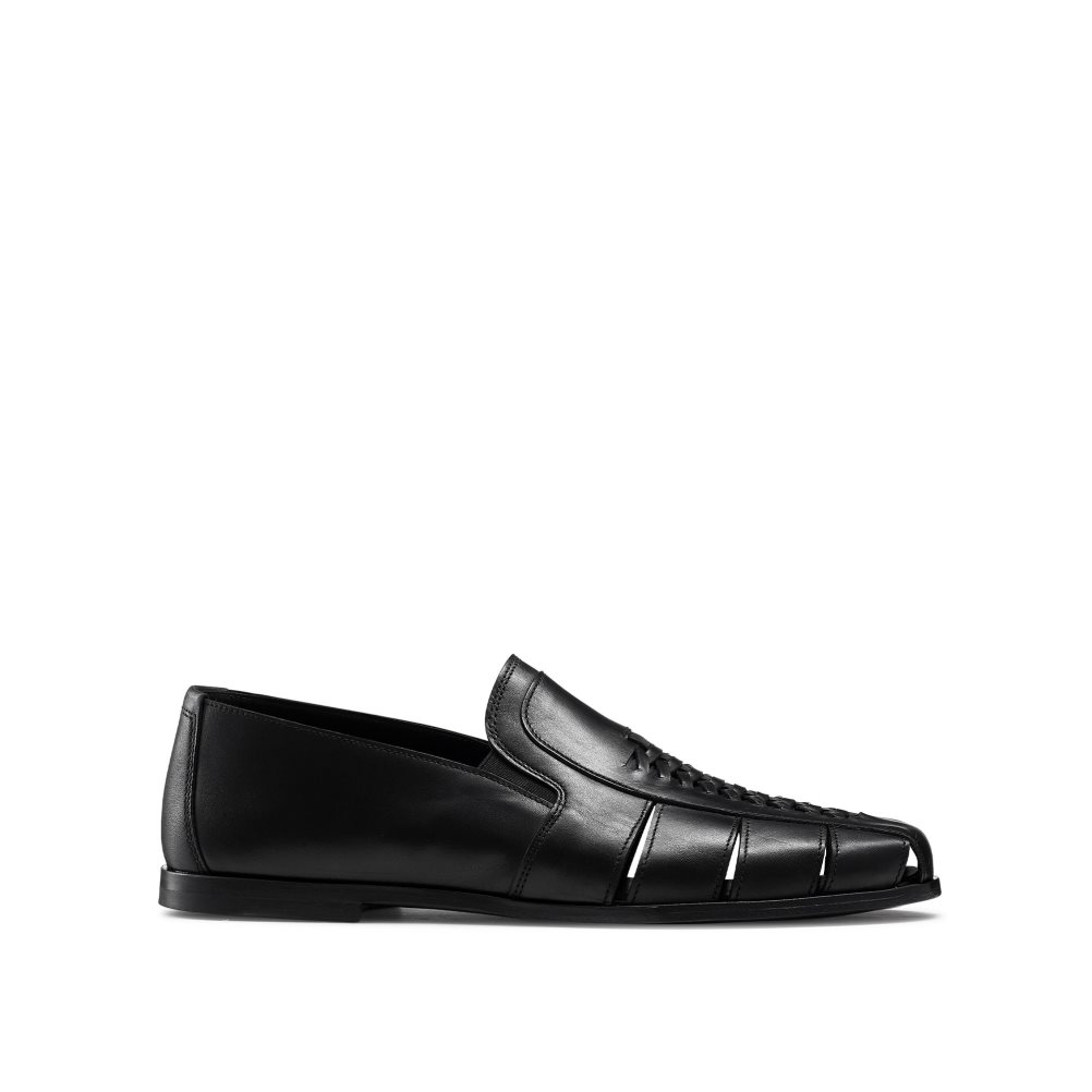 Russell & Bromley Southend Weave Detail Slip On Casual Skor Herr Svarta | OUDHA-7026