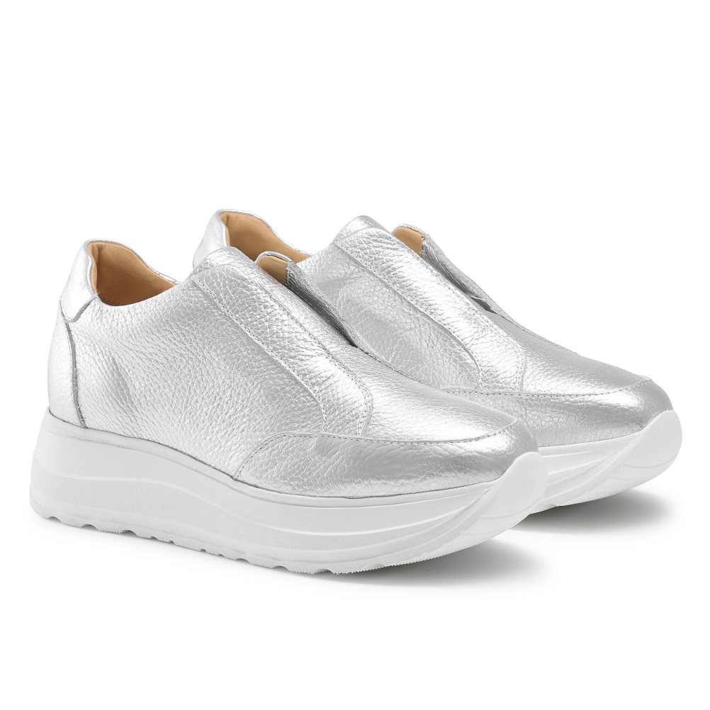 Russell & Bromley Speed Up Laceless Sneakers Dam Silver | DWMOV-6210