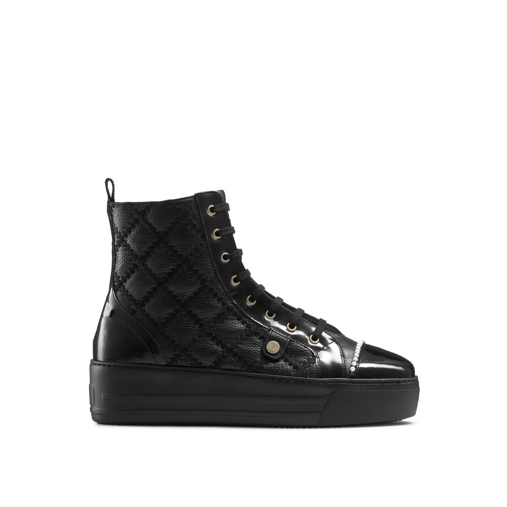 Russell & Bromley Stitch Top Quilted High Top Sneakers Dam Svarta | SCZQY-3479