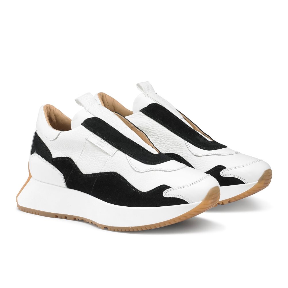 Russell & Bromley Timeless Flared Laceless Sneakers Dam Vita Svarta | COTZQ-3045