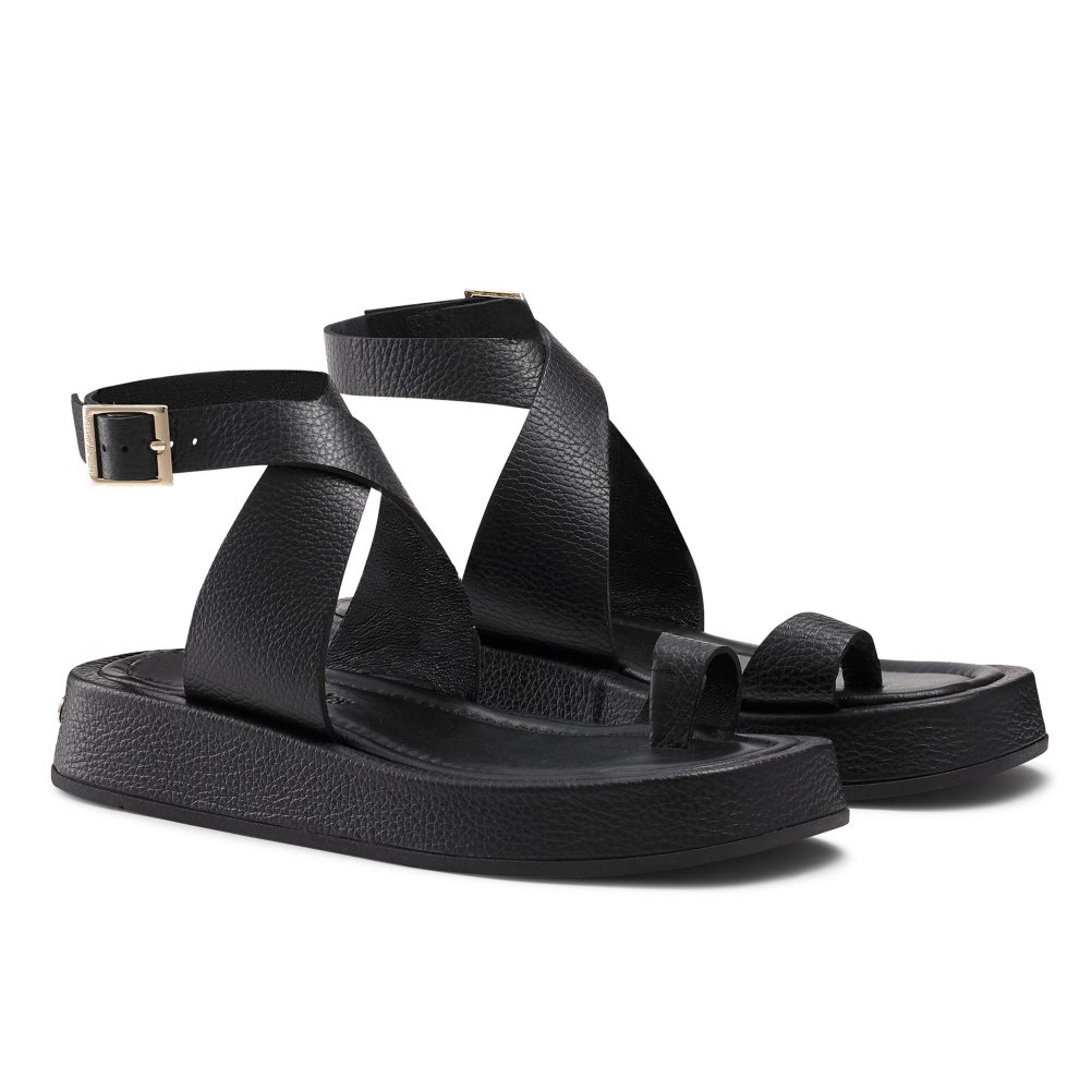 Russell & Bromley Toetally Platta Sandaler Dam Svarta | XDLTY-0329
