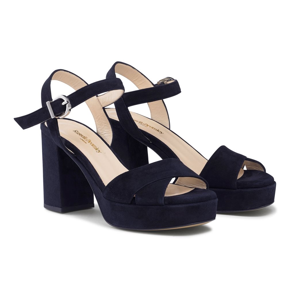 Russell & Bromley Topform Platform Sandaler Klack Dam Marinblå | WKVDJ-7860