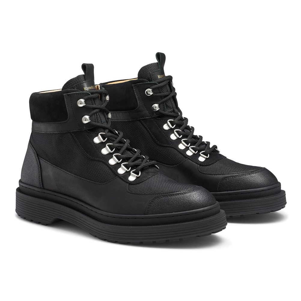 Russell & Bromley Trail Hiker Spets Ankelboots Herr Svarta | XQTYA-2093
