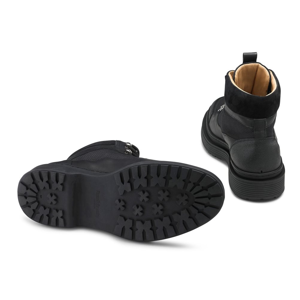Russell & Bromley Trail Hiker Spets Ankelboots Herr Svarta | XQTYA-2093