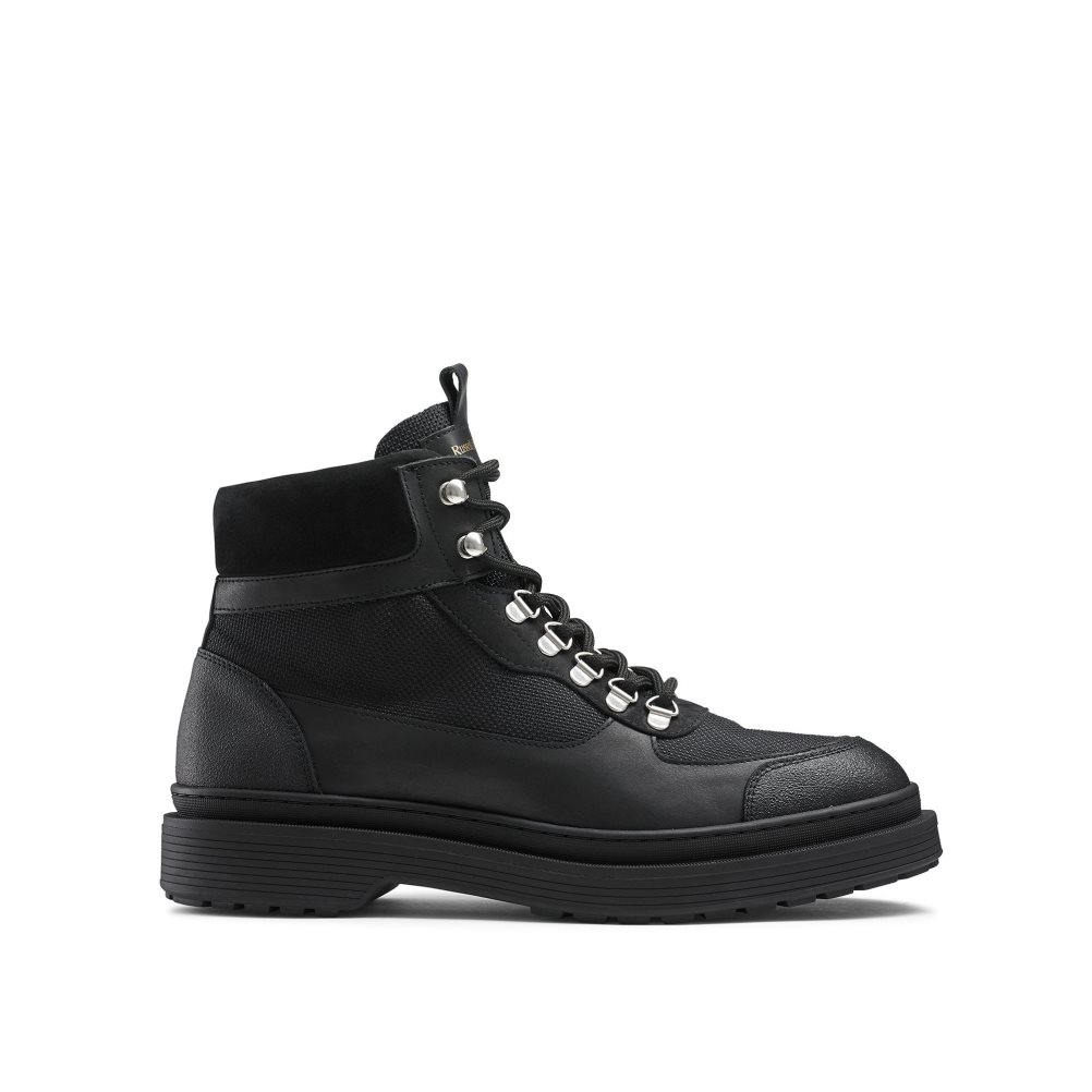 Russell & Bromley Trail Hiker Spets Ankelboots Herr Svarta | XQTYA-2093