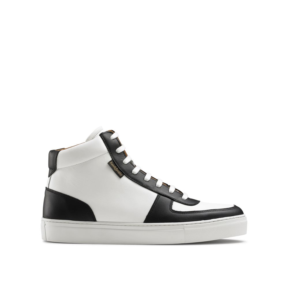 Russell & Bromley Upfield High Top Sneakers Herr Vita Svarta | PBEFR-0261