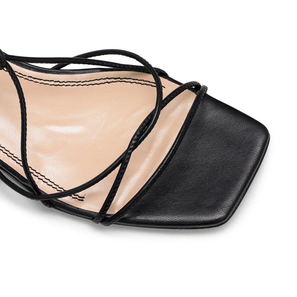 Russell & Bromley Wasabi Ankle Tie Platta Sandaler Dam Svarta | QGYOJ-7589