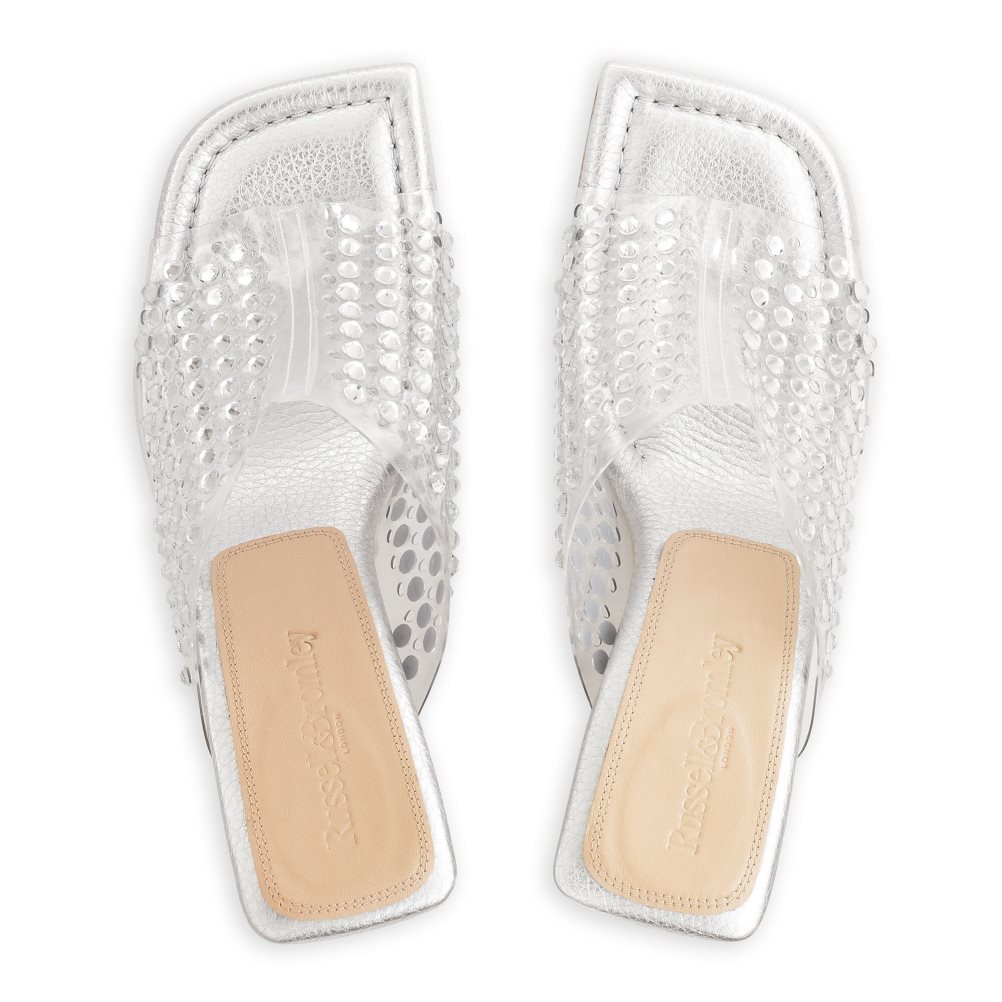 Russell & Bromley Zeus Perspex Mules Skor Dam Silver | ELUTN-3620