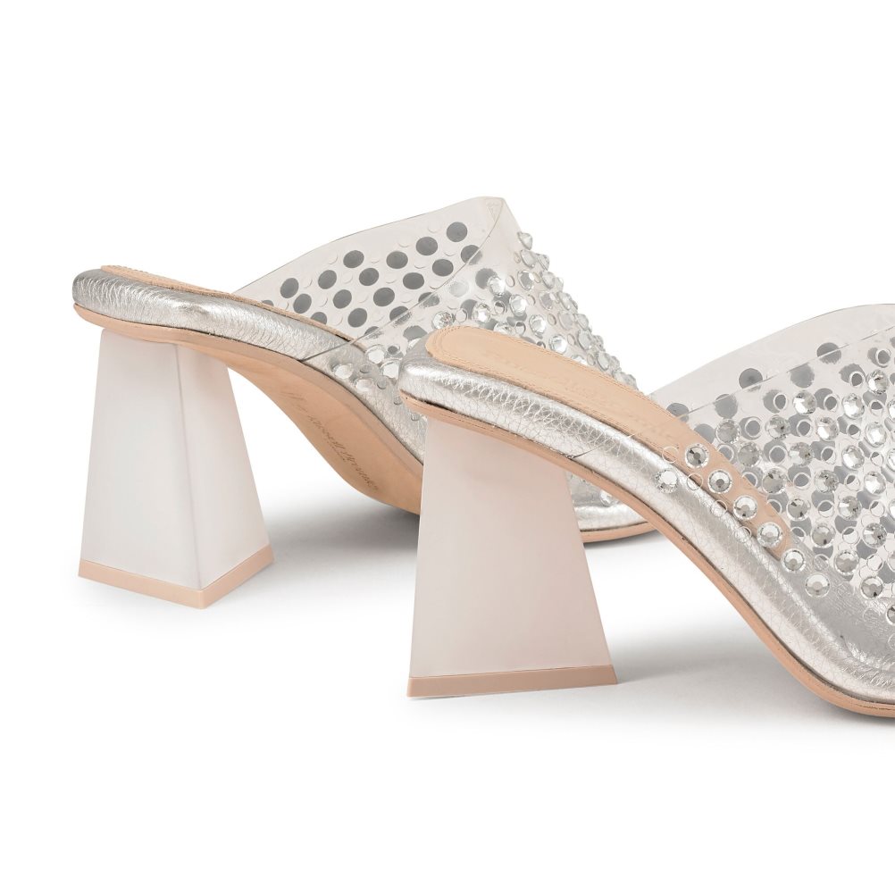 Russell & Bromley Zeus Perspex Mules Skor Dam Silver | ELUTN-3620