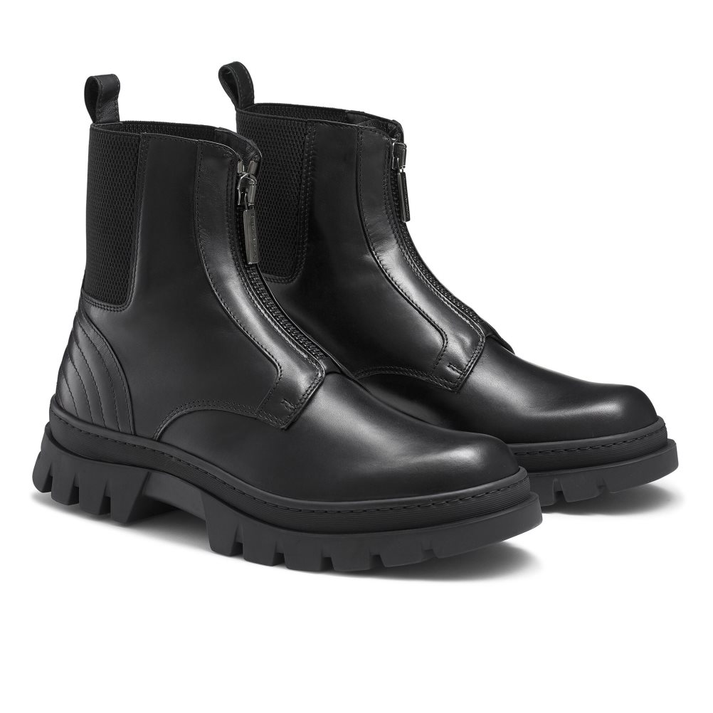 Russell & Bromley Zip Wire Dryleks Zip Up Ankelboots Herr Svarta | DMKJE-5701