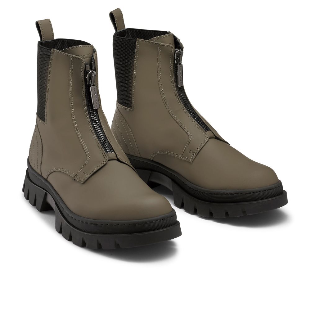 Russell & Bromley Zip Wire Dryleks Zip Up Ankelboots Herr Khaki | FLADE-7291