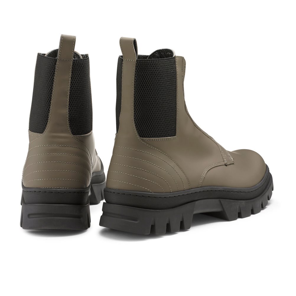 Russell & Bromley Zip Wire Dryleks Zip Up Ankelboots Herr Khaki | FLADE-7291