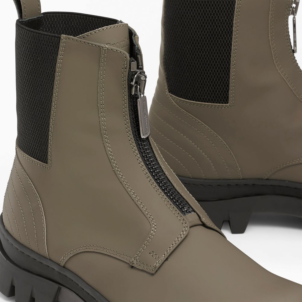 Russell & Bromley Zip Wire Dryleks Zip Up Ankelboots Herr Khaki | FLADE-7291