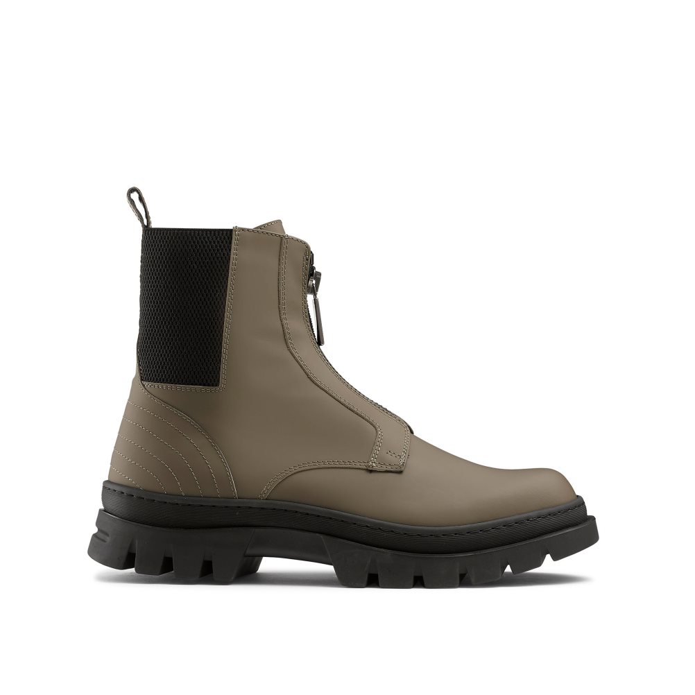 Russell & Bromley Zip Wire Dryleks Zip Up Ankelboots Herr Khaki | FLADE-7291