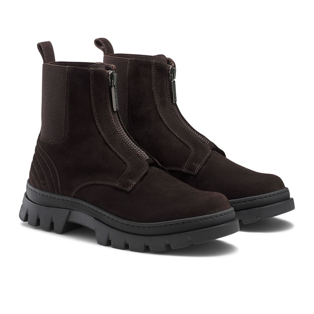 Russell & Bromley Zip Wire Dryleks Zip Up Ankelboots Herr Choklad | LSVFR-6820