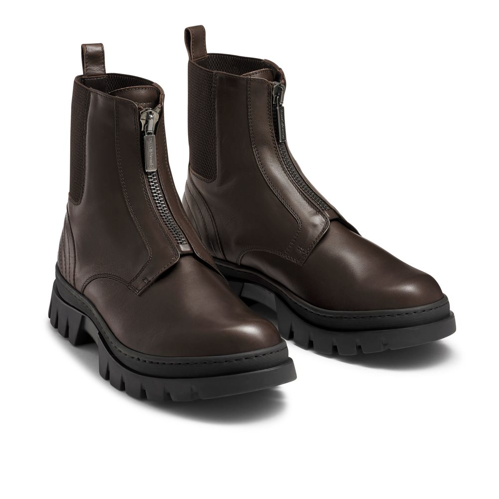 Russell & Bromley Zip Wire Dryleks Zip Up Ankelboots Herr Choklad | MPVEW-9247