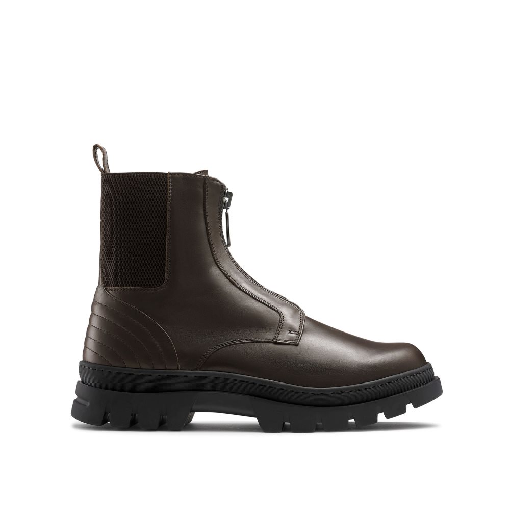 Russell & Bromley Zip Wire Dryleks Zip Up Ankelboots Herr Choklad | MPVEW-9247