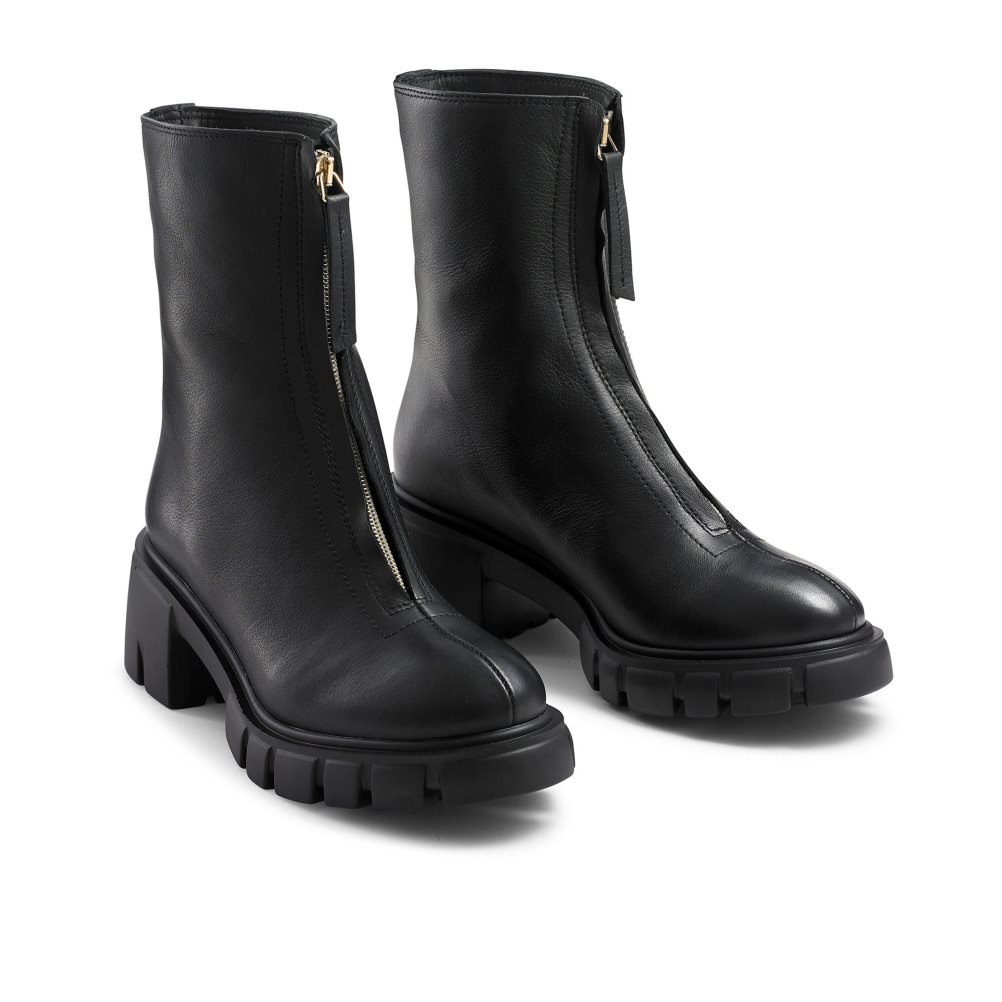 Russell & Bromley Zipabout Zip Front Chunky Stövlar Dam Svarta | WFQCD-1895