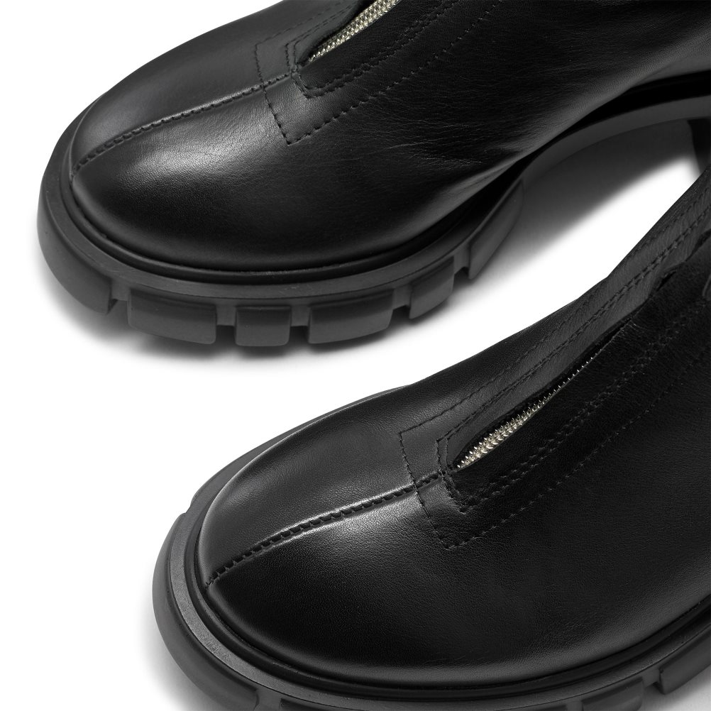Russell & Bromley Zipabout Zip Front Chunky Stövlar Dam Svarta | WFQCD-1895