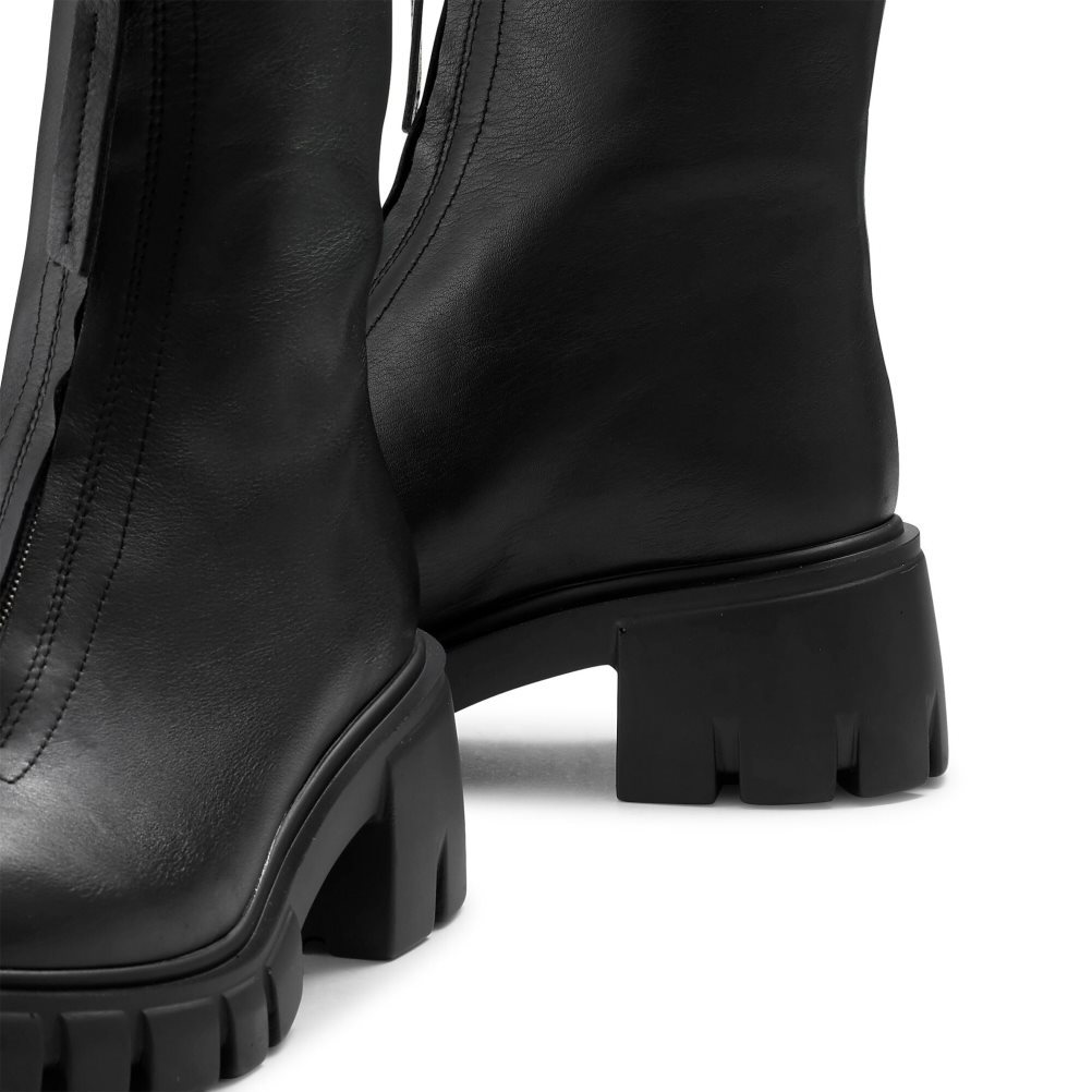Russell & Bromley Zipabout Zip Front Chunky Stövlar Dam Svarta | WFQCD-1895