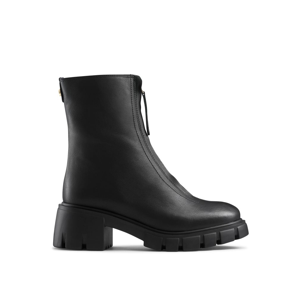 Russell & Bromley Zipabout Zip Front Chunky Stövlar Dam Svarta | WFQCD-1895