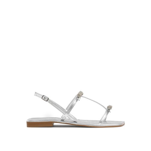 Russell & Bromley Beau Beau Double Bow Platta Sandaler Dam Silver | EHWDV-4392