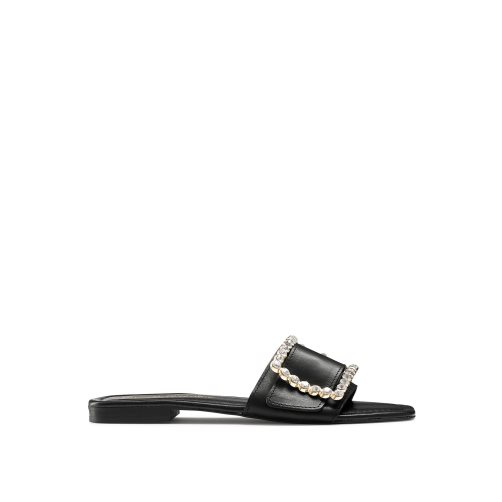 Russell & Bromley Cindy Jewelled Spännen Platta Sandaler Dam Svarta | TSLXJ-0145