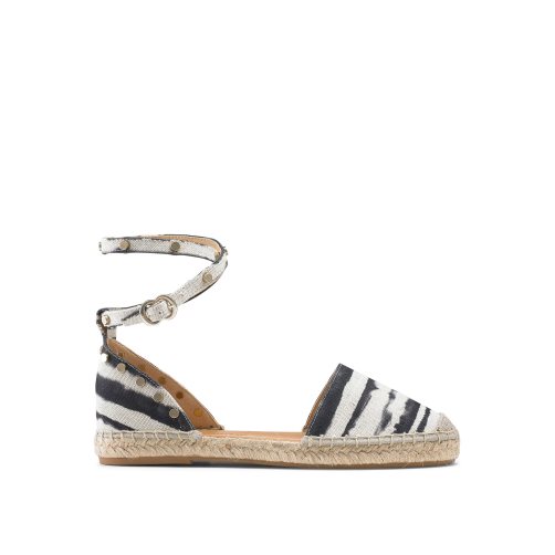 Russell & Bromley Coin Wrap Ankle Wrap Platta Sandaler Dam Vita Svarta | BICGJ-8270