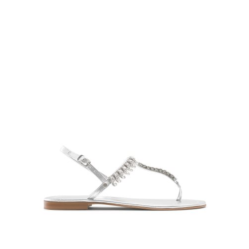 Russell & Bromley Crystal Embellished Platta Sandaler Dam Silver | FEGJZ-3894
