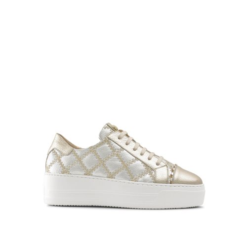 Russell & Bromley Esplanade Spets Up Platform Skor Dam Guld | NCZDJ-7389