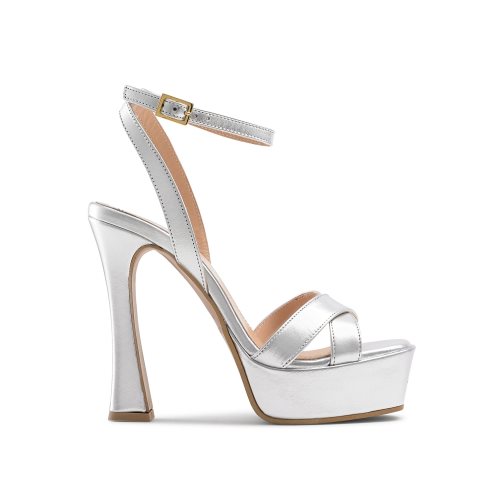 Russell & Bromley Far Out Cross Rem Platform Sandaler Klack Dam Silver | DOYLI-4023
