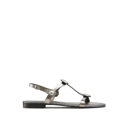 Russell & Bromley Lauren Disc Trim Platta Sandaler Dam Metal | WCVAN-1693