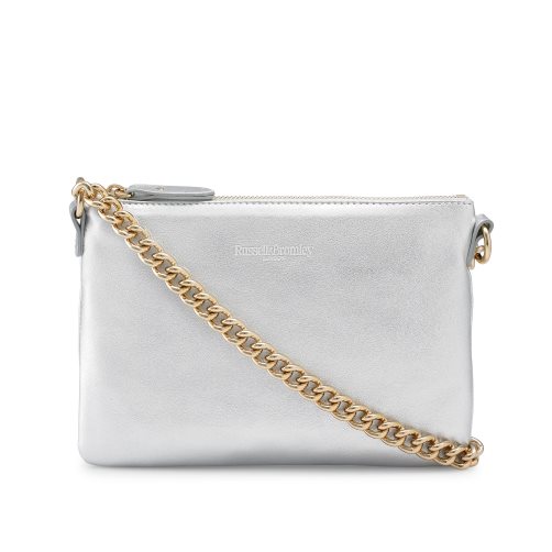 Russell & Bromley On Point Chain Zip Pouch Axelväska Dam Silver | HRQLX-4736
