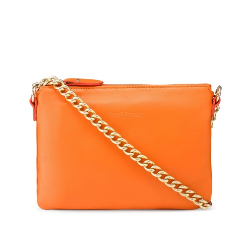 Russell & Bromley On Point Chain Zip Pouch Axelväska Dam Orange | ODXMT-6758