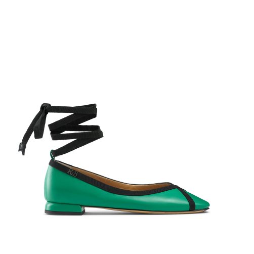 Russell & Bromley Pirouette Ankle Tie Ballerina Dam Gröna | LCRXF-1680