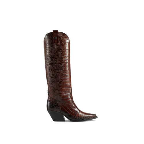 Russell & Bromley Saloon Western Knähöga Stövlar Dam Mörkbruna | YVMID-9604