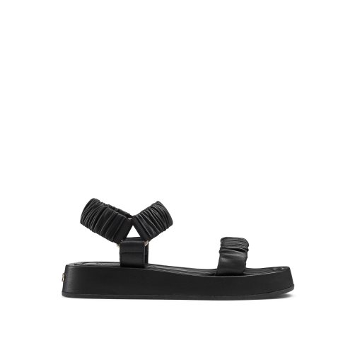 Russell & Bromley Scrunch Up Ruched Two Part Platta Sandaler Dam Svarta | VWDRK-8196
