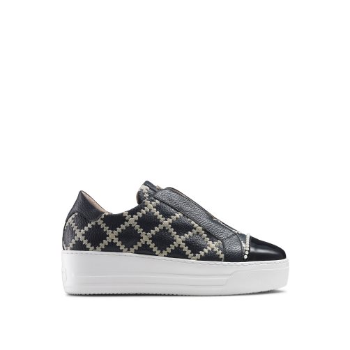 Russell & Bromley Seawalk Laceless Platform Skor Dam Svarta Marinblå | JBRUO-7496
