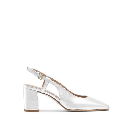 Russell & Bromley Sugar Pie Slingback Block Höga Klackar Dam Silver | RYQFL-0235
