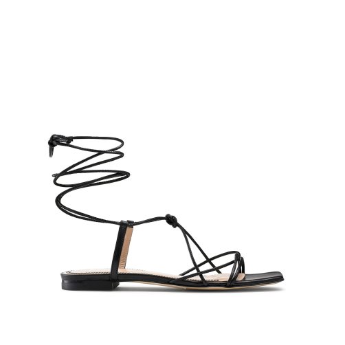 Russell & Bromley Wasabi Ankle Tie Platta Sandaler Dam Svarta | QGYOJ-7589