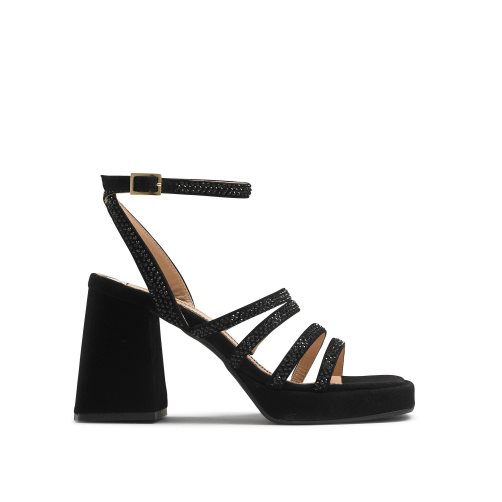 Russell & Bromley Yeahbaby+ Jewelled Snörade Sandaler Klack Dam Svarta | YIEMH-9325