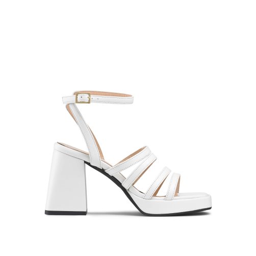 Russell & Bromley Yeahbaby Snörade Flared Platform Sandaler Klack Dam Vita | ZMXNL-9182